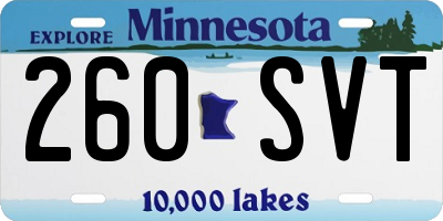 MN license plate 260SVT