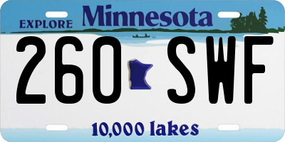 MN license plate 260SWF