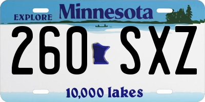 MN license plate 260SXZ