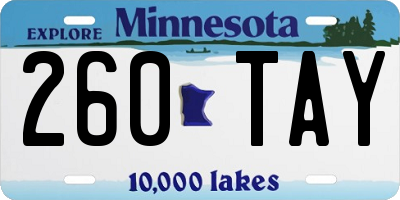 MN license plate 260TAY