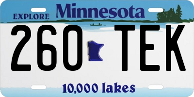 MN license plate 260TEK