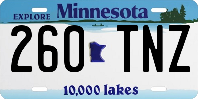 MN license plate 260TNZ