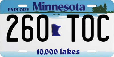MN license plate 260TOC