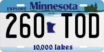 MN license plate 260TOD