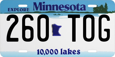 MN license plate 260TOG