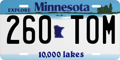 MN license plate 260TOM