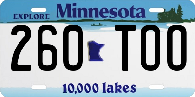 MN license plate 260TOO
