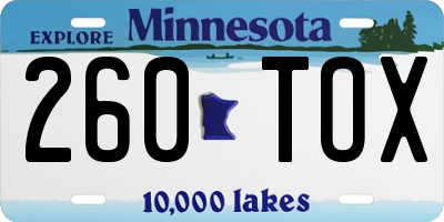 MN license plate 260TOX