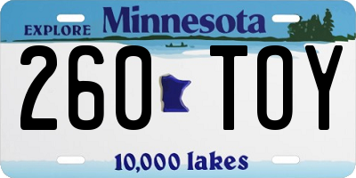 MN license plate 260TOY