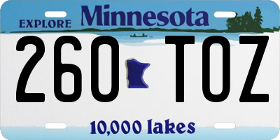 MN license plate 260TOZ
