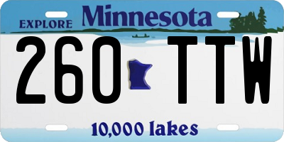 MN license plate 260TTW