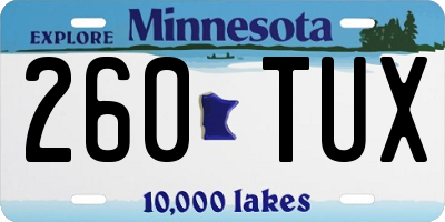 MN license plate 260TUX