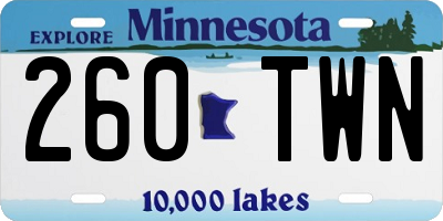 MN license plate 260TWN