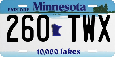 MN license plate 260TWX