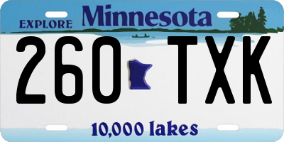MN license plate 260TXK