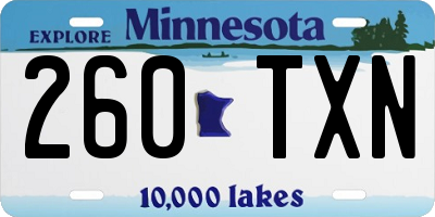 MN license plate 260TXN