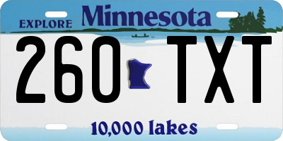 MN license plate 260TXT