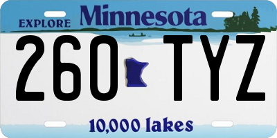 MN license plate 260TYZ