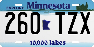 MN license plate 260TZX
