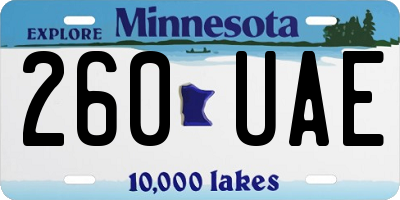 MN license plate 260UAE