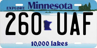MN license plate 260UAF