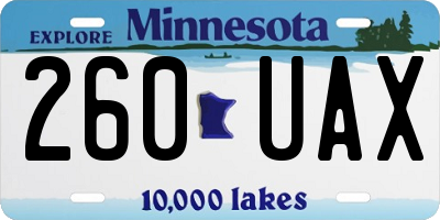 MN license plate 260UAX