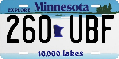 MN license plate 260UBF
