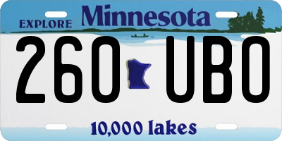 MN license plate 260UBO