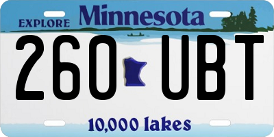 MN license plate 260UBT