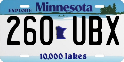 MN license plate 260UBX