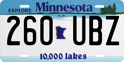 MN license plate 260UBZ
