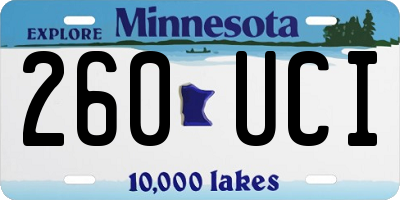 MN license plate 260UCI