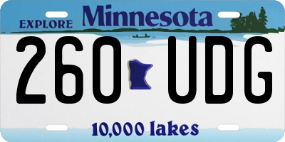 MN license plate 260UDG