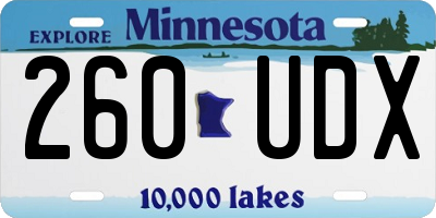 MN license plate 260UDX