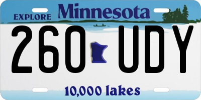 MN license plate 260UDY