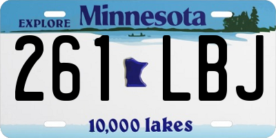 MN license plate 261LBJ