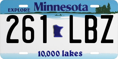MN license plate 261LBZ