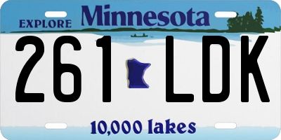 MN license plate 261LDK