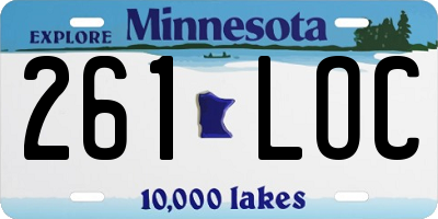 MN license plate 261LOC