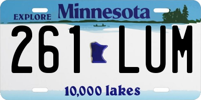 MN license plate 261LUM