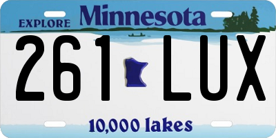 MN license plate 261LUX