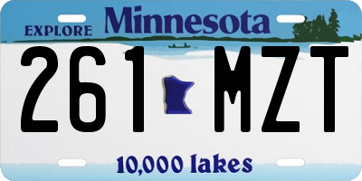 MN license plate 261MZT