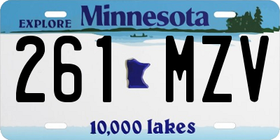 MN license plate 261MZV