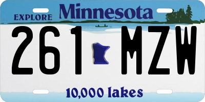 MN license plate 261MZW
