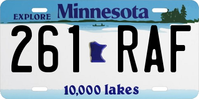 MN license plate 261RAF