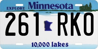 MN license plate 261RKO