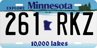 MN license plate 261RKZ