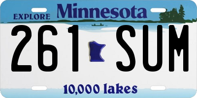 MN license plate 261SUM