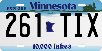 MN license plate 261TIX