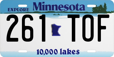 MN license plate 261TOF